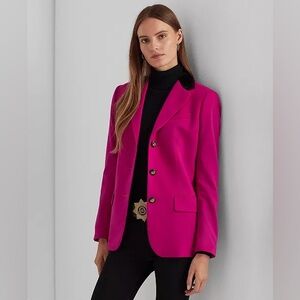 Ralph Lauren Velvet Collar Fox Head Button Blazer. Size 0